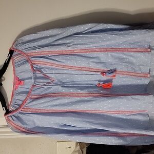 Lilly Pulitzer Blue Top with Coral Trim